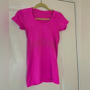 LULU LEMON hot pink workout shirt